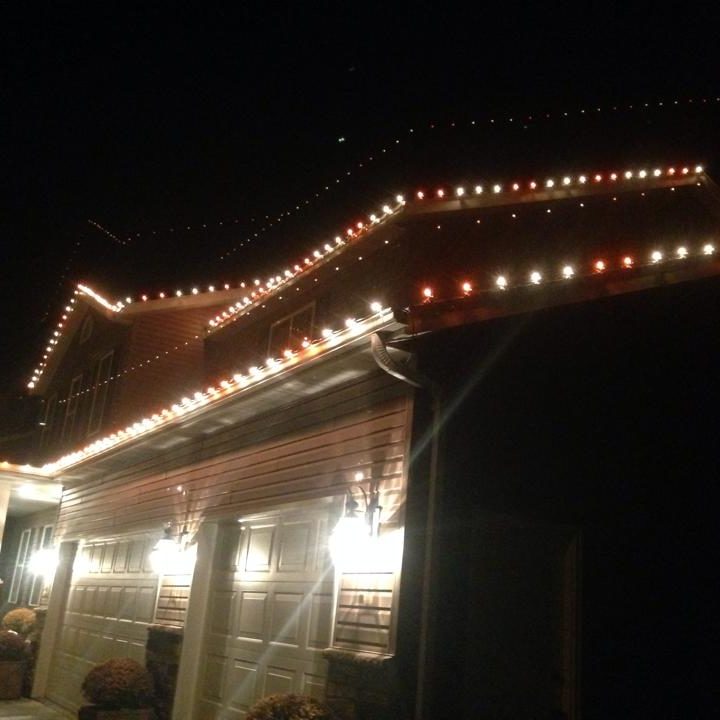 House with installed Christmas lights