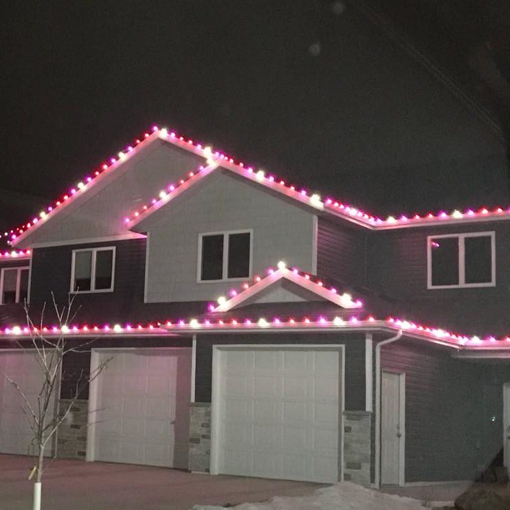 Townhouses with Christmas lights