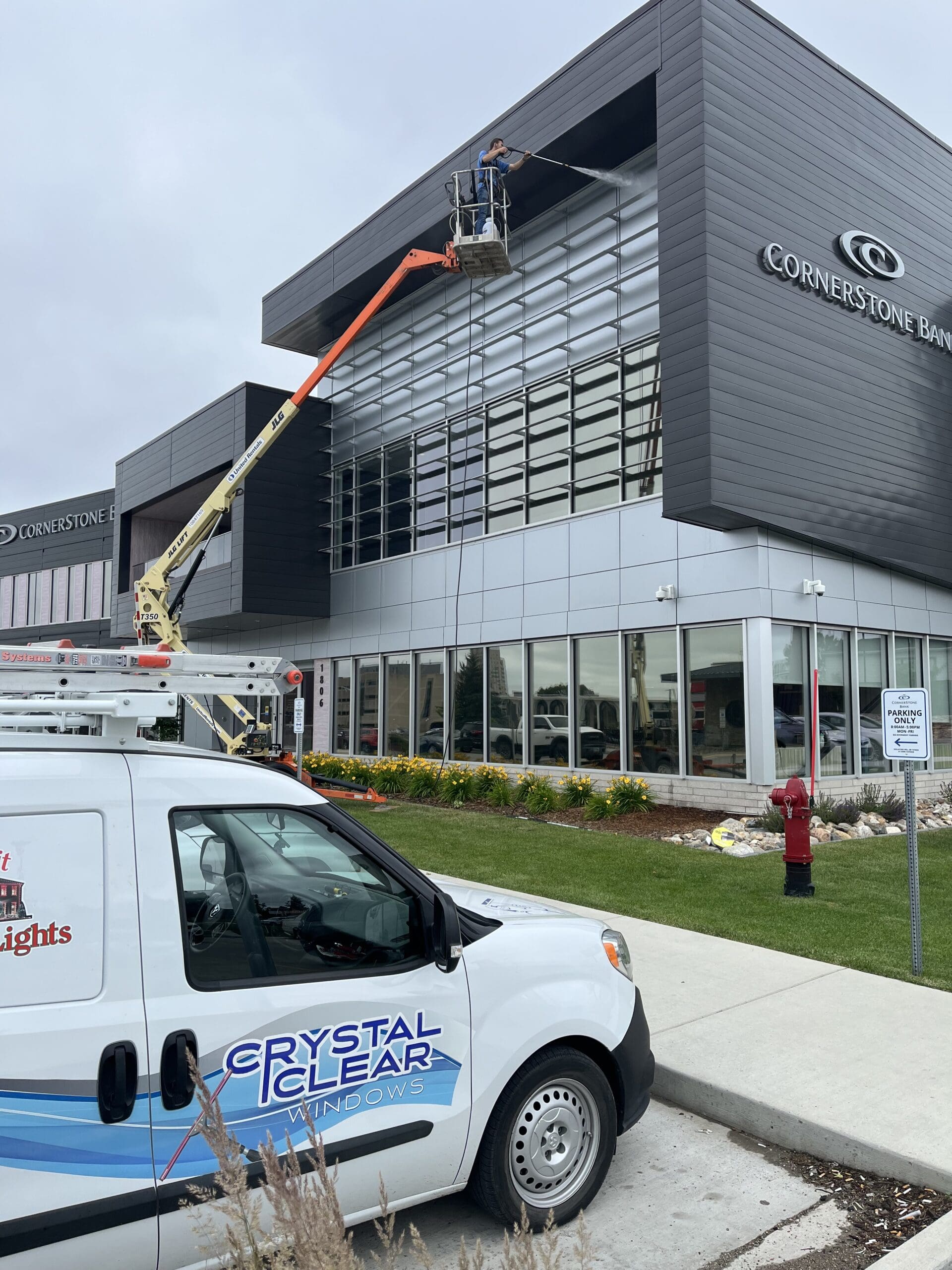 Third floor commercial window cleaning.